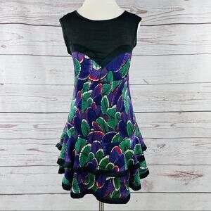 Jaloux silk negligee sheer top ruffle hem